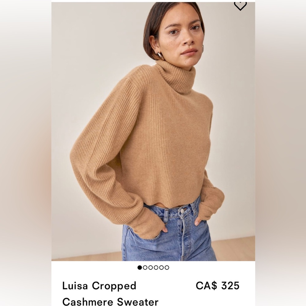 Reformation Luisa pure cashmere crop sweater S